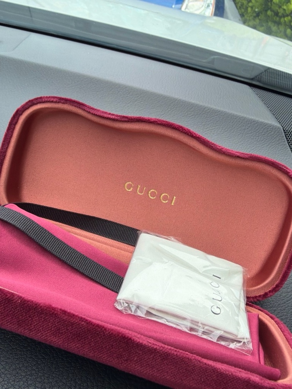 Gucci Pink and Coral Velvet Glasses Case